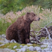 Sue Ryland - “Katmai Grizzly I, 2020” – http://www.suerylandfineart.com/