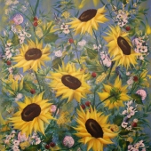 Helena Faitelson - “Combination with Sunflowers” – https://www.artmajeur.com/helena-faitelson