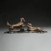 7th Place – Yu Fan – “In the Moonlight (Longhaired Dachshunds)” - fanyusculpture@gmail.com