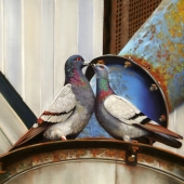 4th Place – Jill Corless – “Puckered Pigeons” – http://jillcorlessfineartgallery.com