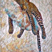 Hon. Mention - Christina Brunton – “Leopard stained glass” – https://artistsdownunder.com.au/artists-1/christina-brunton/