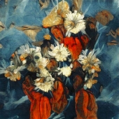 Skottie O'Mahony - "Red Rocks & Chrysanthemums” – https://www.skotoart.com/