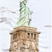 Sara Davies - "Statue of Liberty” – https://www.facebook.com/saradaviesillustrations/