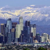 Lindsay Thomson - "Los Angeles Skyline and Snow Topped Mountains” – http://www.lthomson.art/