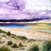 Jan Lowe - "Purple Skies - Ventnor Beach” – http://www.janlowefineart.com/