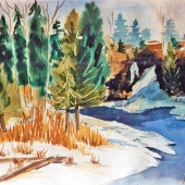 Marti White - "Snow Melt on Cascade River” – http://www.artbymartiwhite.com/
