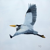 Sandy Moser - "Blue Heron Flying” – https://sandymoserart.ca/