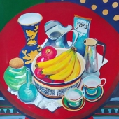 Darlene Van Sickle - "Still Life on a Red Table” – darlenevansickle@gmail.com