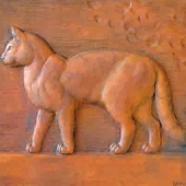 Samia (1) Img #2  Rusty Cat (a Relief Wall-hanging)