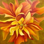 Mary Ahern – “Pay Attention Here - Orange Hibiscus” - www.MaryAhernArtist.com