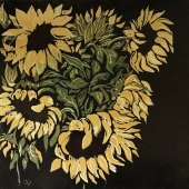 Barbara Rizza Mellin - “Sunflowers Reduction Linocut” – www.barbararizzamellin.com