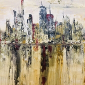Hon. Mention - Lori Burke - “Fall Cityscape” – www.fickledesignsartstudio.com