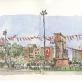 Ivan Chow - “Taksim Square Plein Air Transiency” – www.facebook.com/ivanchowsketches