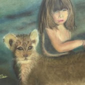Chih-Mei Chiu - “Young Girl and Young Leopard” – www.artmajeur.com/alicechiu8162