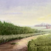 Janet Levy – “Guess Road in Durham” –  nightsky.moonscape@gmail.com