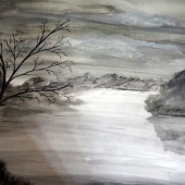 Pat Cabana Silva - "Lake at Sunset” –  www.patsilvaartstudio.etsy.com