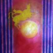 Jean Ellen Schuler - “And the Texas Cowboy Jumped Over the Moon.” – www.jeanschulerfineart
