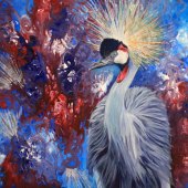 Kitty Harvill - “Grey Crowned Firecracker Crane” – www.artistsforconservation.org/Kitty-Harvill
