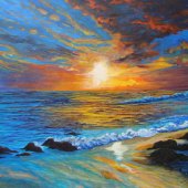 Gaye Boltong - “Coolum Sunset” – www.touchofthebrush.com