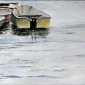 Lynne Ayers - “Three Boats, Mevagissey” – https://lynneayersartist.wordpress.com/