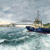 9th Place – Victoria Kitanov - “Heading in: Svitzer Tug Waratah on Sydney Harbour” – www.victoriakitanovfineart.com.au
