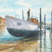 Victoria Kitanov – “Off the slipway: District Naval Officer's Launch 168” - www.victoriakitanovfineart.com.au
