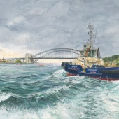Victoria Kitanov – “Heading in: Svitzer Tug Waratah on Sydney Harbour” - www.victoriakitanovfineart.com.au