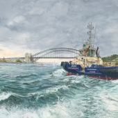Victoria Kitanov – “Heading in: Svitzer Tug Waratah on Sydney Harbour” - www.victoriakitanovfineart.com.au