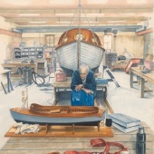 Victoria Kitanov – “The Boatman: Portrait of Gary Richardson and Standard Motor Launch "Waltzing Matilda” - www.victoriakitanovfineart.com.au