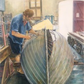 Victoria Kitanov – “Sweetpea: Portrait of Glen Wallace and small motor launch” - www.victoriakitanovfineart.com.au