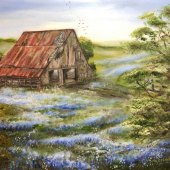 223-pom.-Crista-Goble-Bromley-–-“Barn-in-Bluebonnets”